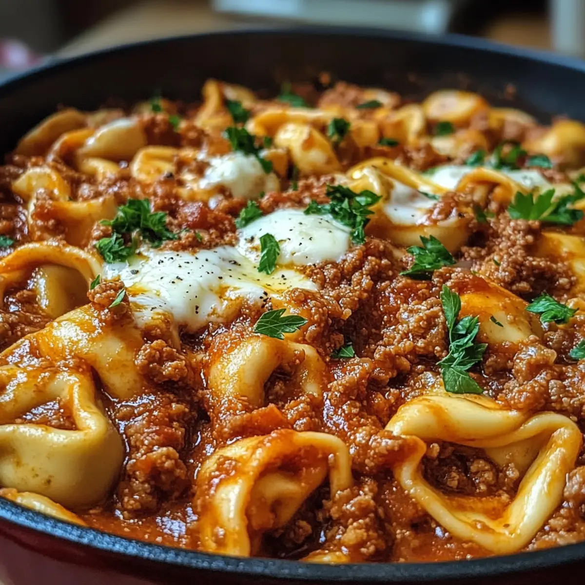 Blitz-Tortellini mit Hackfleischsauce