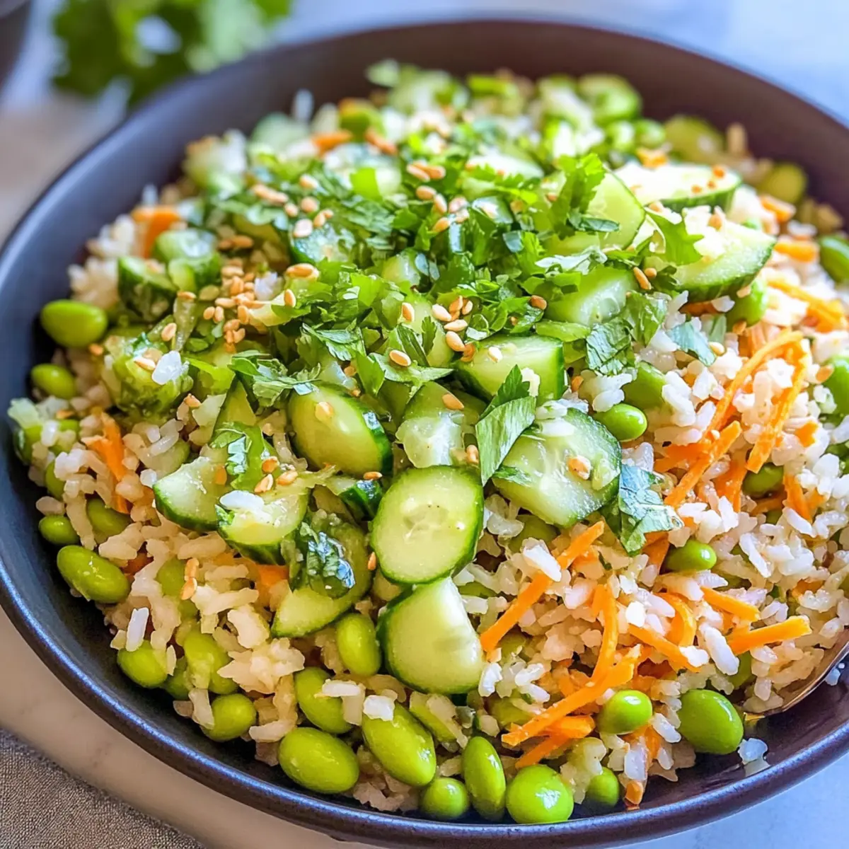 Gurken Edamame Reis Salat