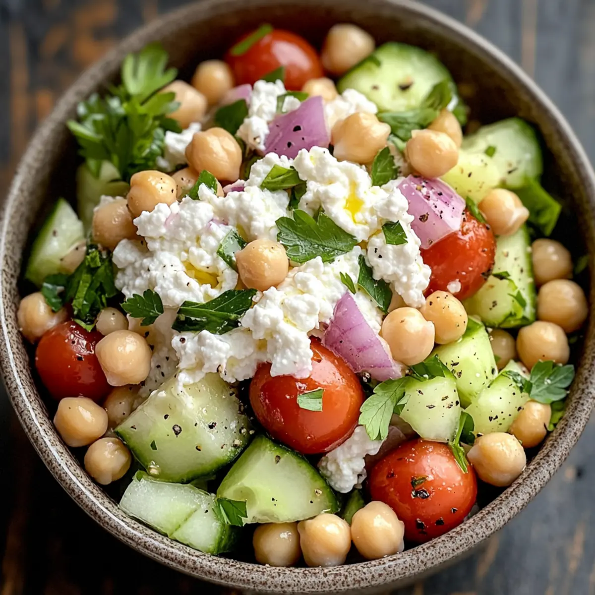 Hüttenkäse Kichererbsen Salat