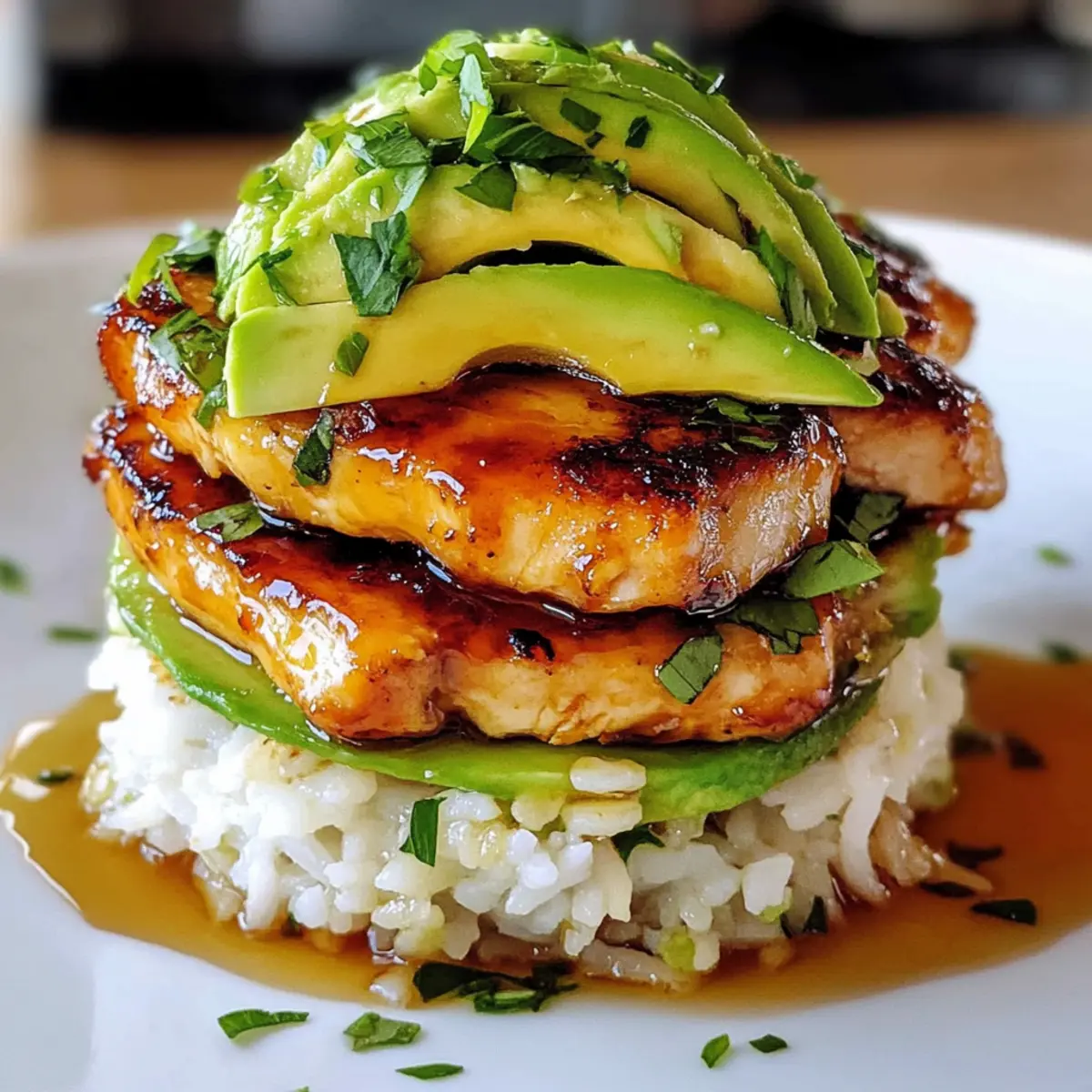 Honey Lime Chicken Avocado Rice Stack tzgdvj
