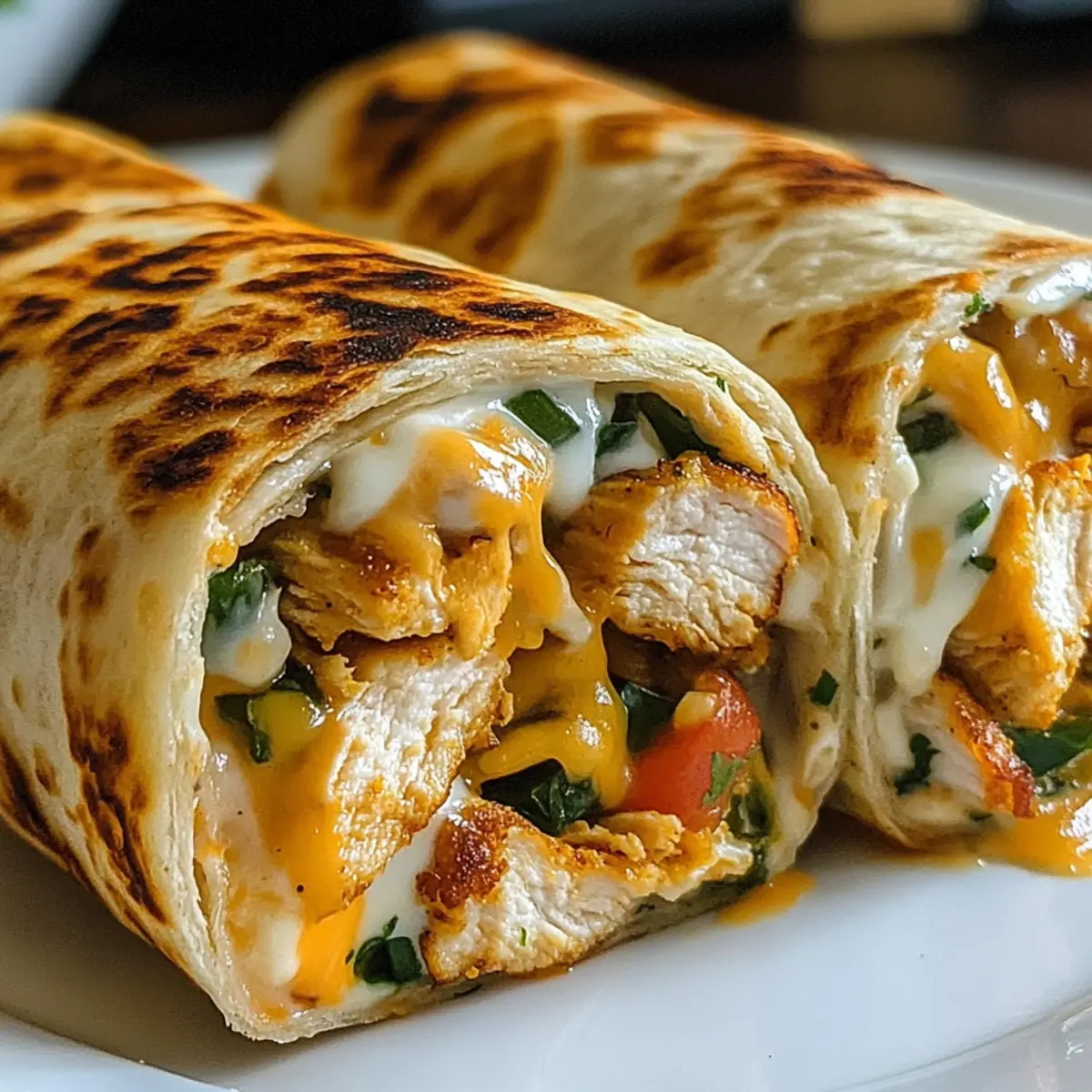 Käsige Knoblauch Hähnchen Wraps