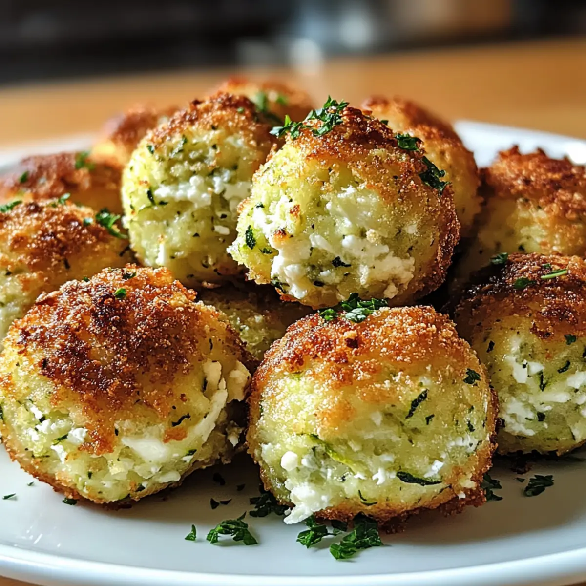 Knusprige Zucchini-Feta-Bällchen