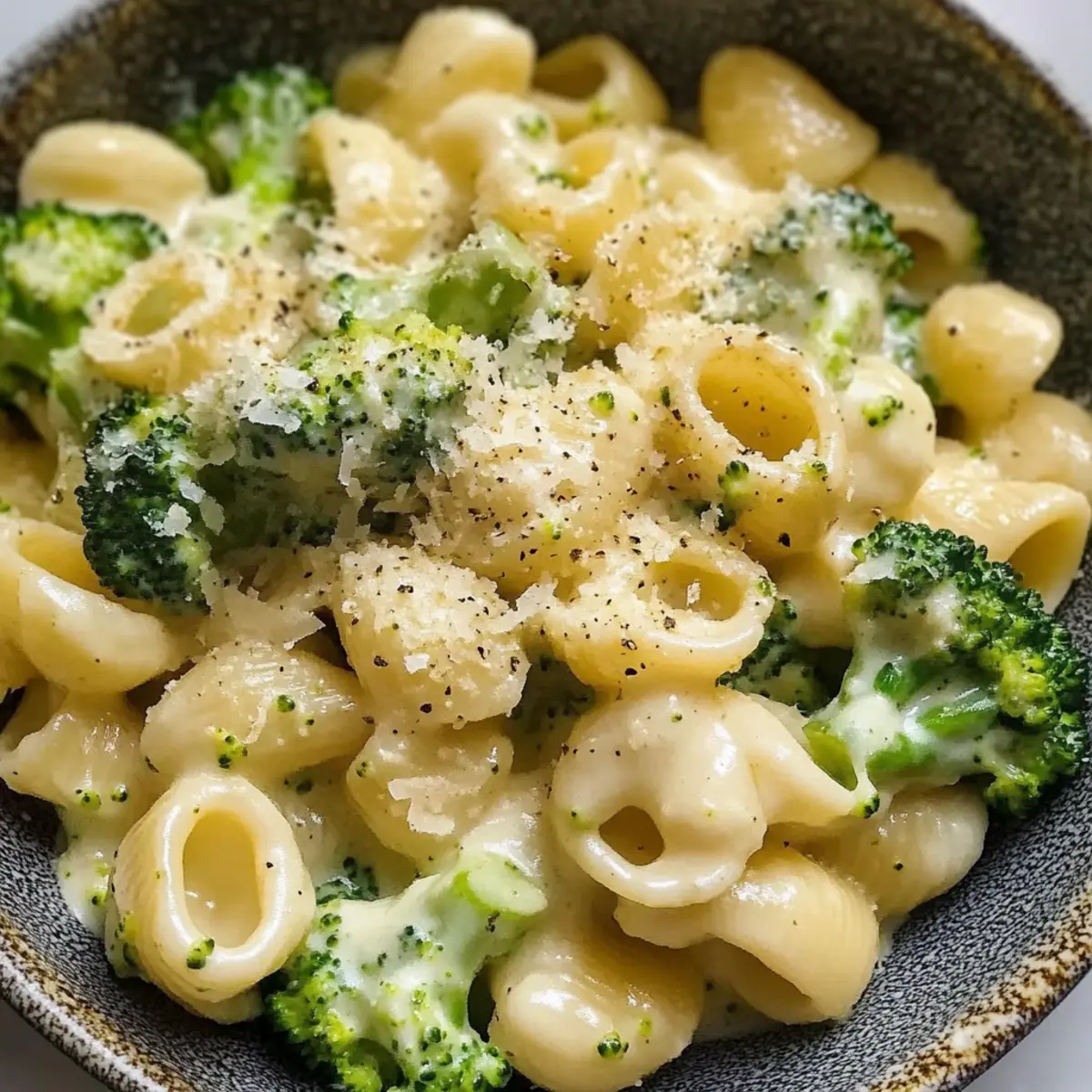 Brokkoli-Pasta mit Knoblauch, Parmesan und Sahne