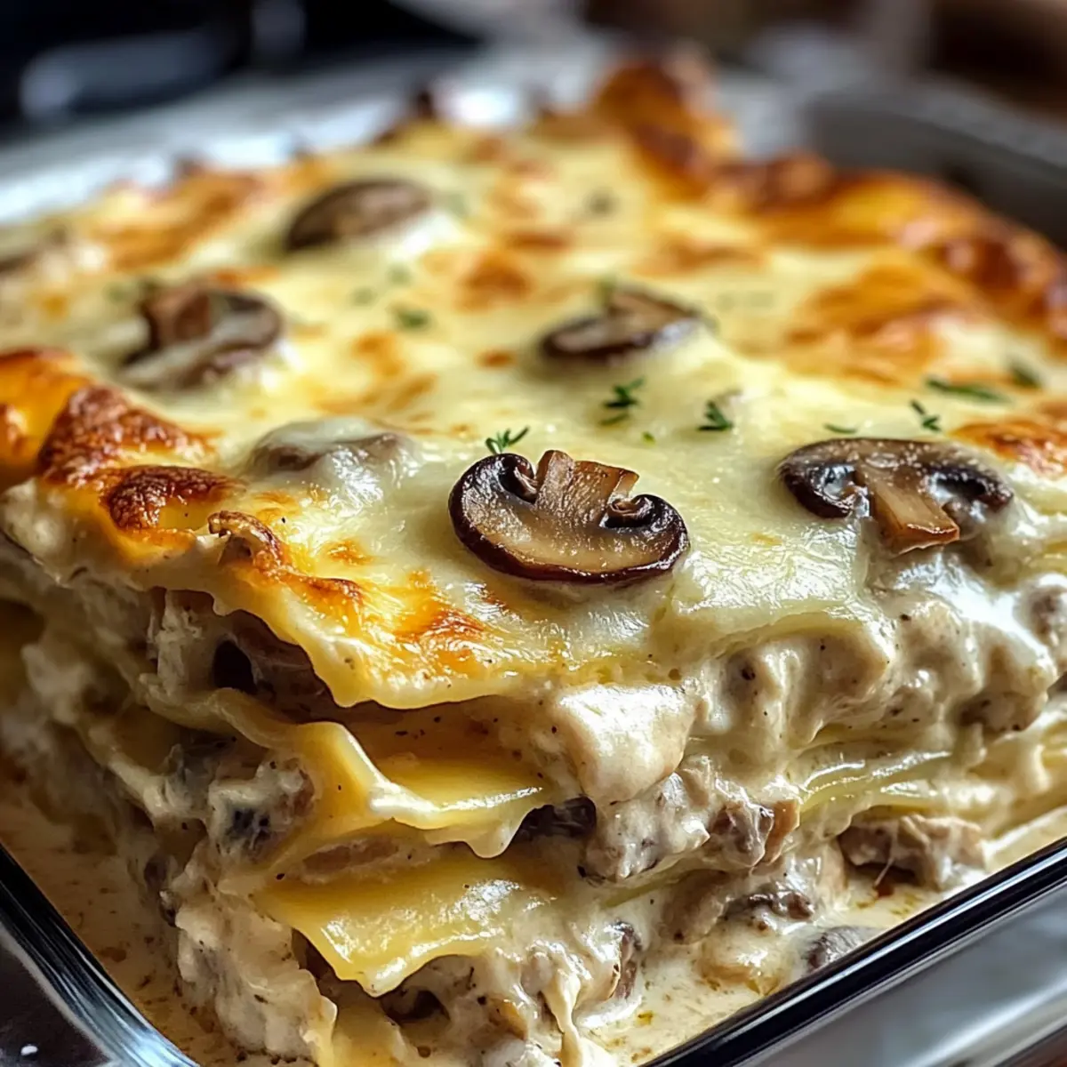 Cheesy Mushroom Chicken Alfredo Lasagna Recipe yinczw