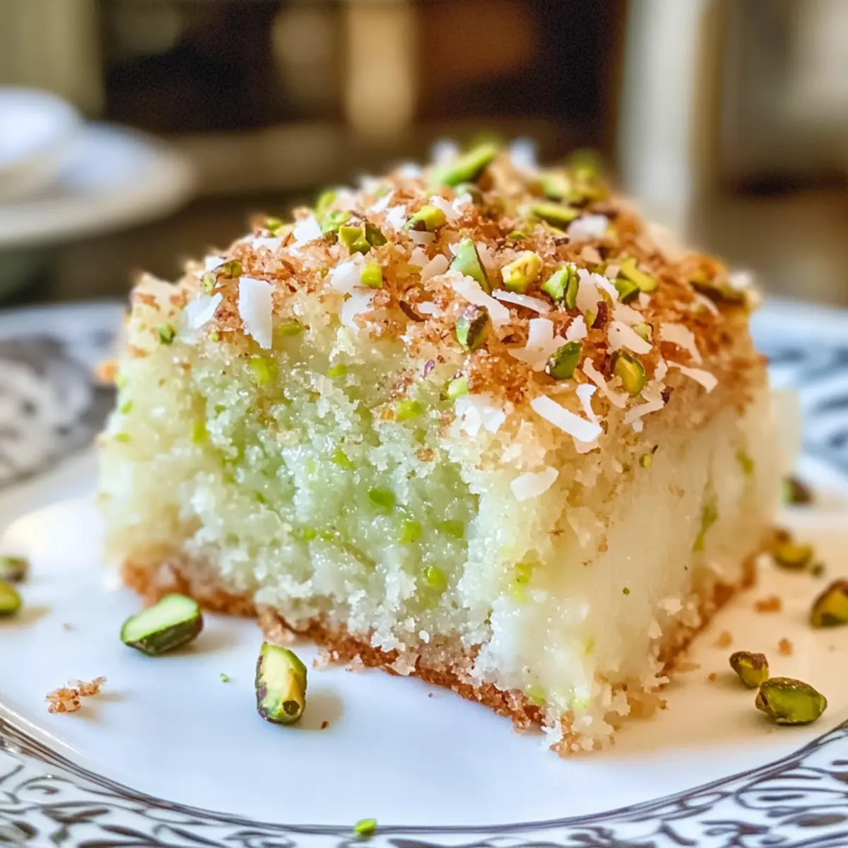 Kokosnuss- und Pistazienpuddingkuchen Rezept