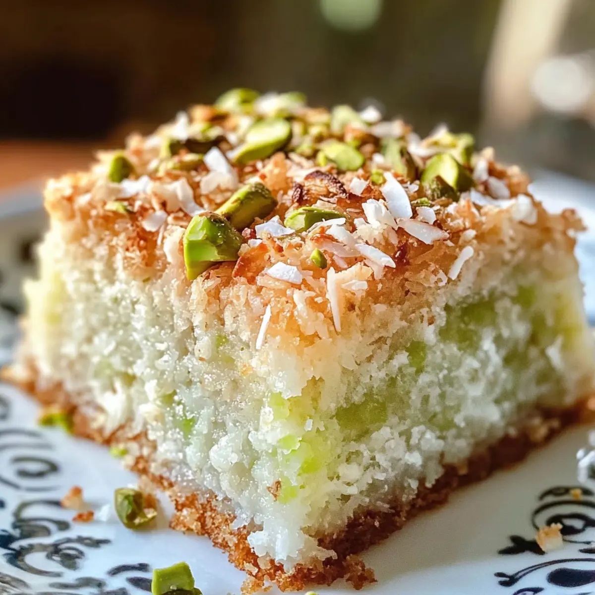 Coconut and Pistachio Pudding Cake Recipe ok4983