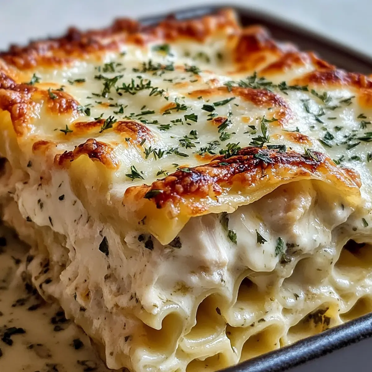 Cremige Hühnchen Alfredo Lasagne-Rollen Rezept