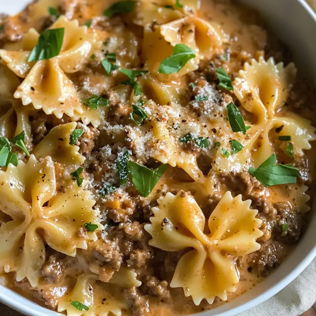 Cremige Rindfleisch Farfalle Pasta Rezept siwtra