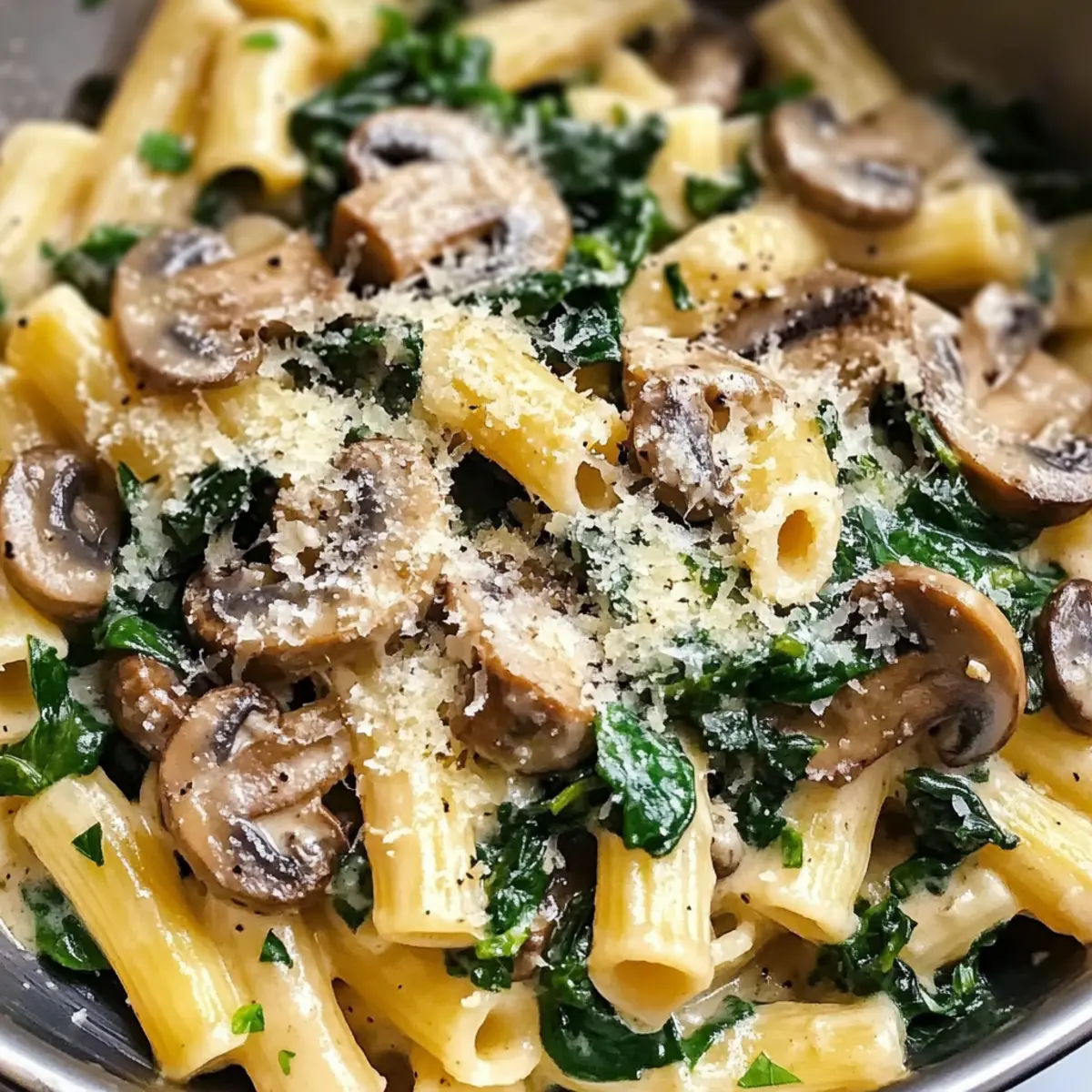 Cremige Spinat und Pilz Pasta tcpjgj