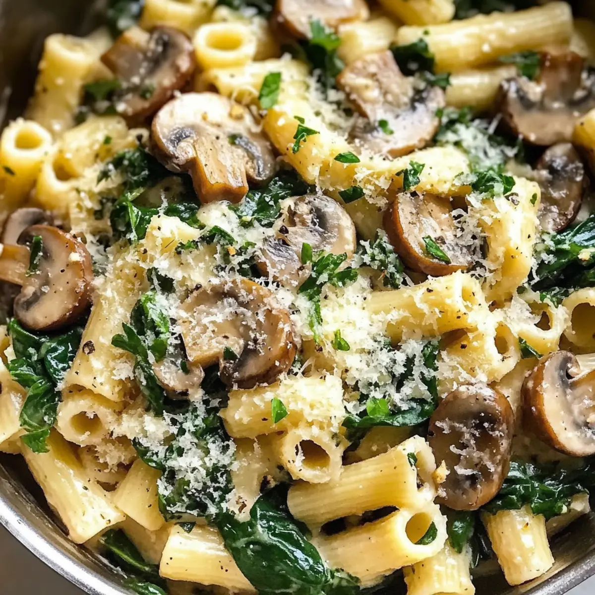 Cremige Spinat und Pilz Pasta wtblan