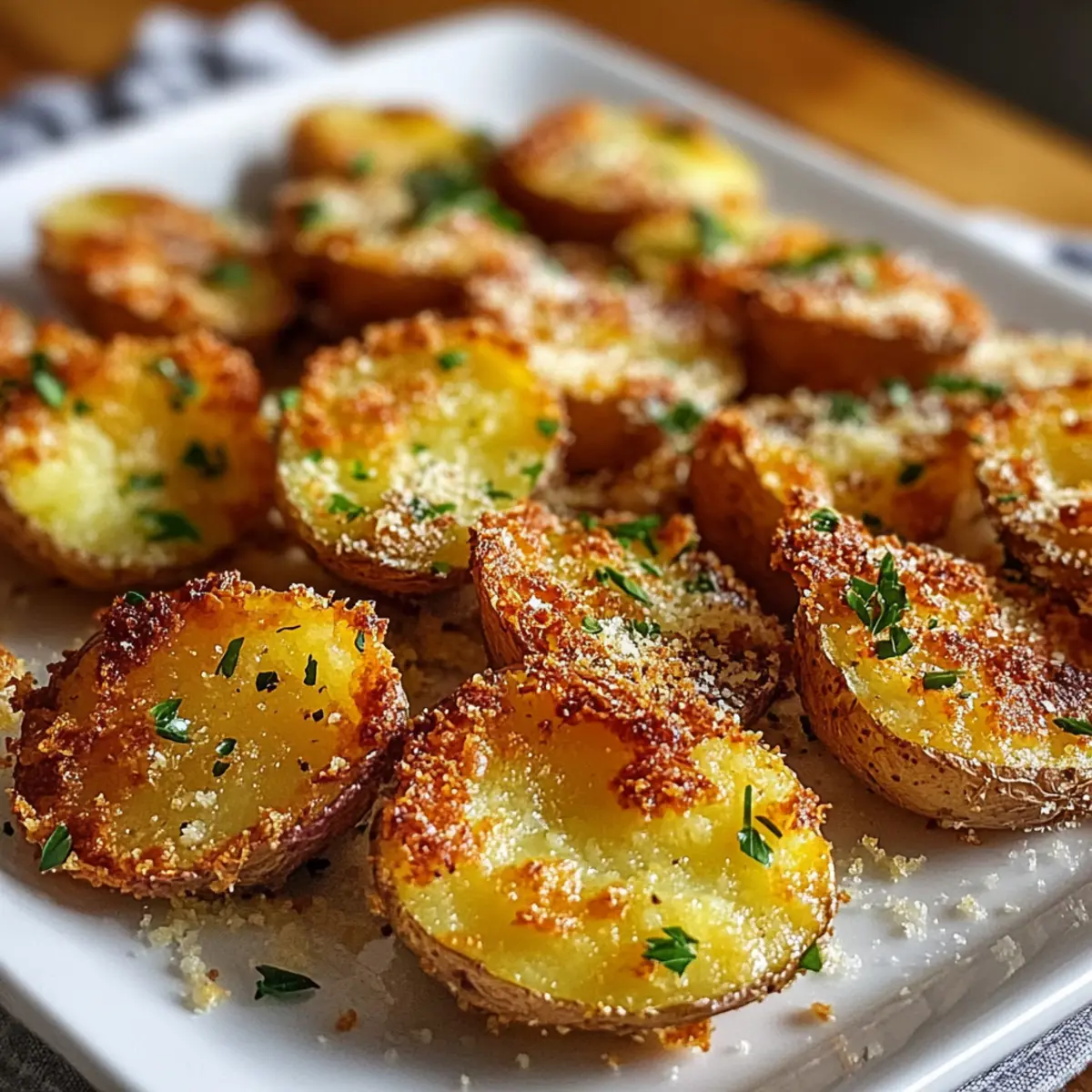 Crispy Parmesan Smashed Potatoes Knusprige Parmesan Zerdrückte Kartoffeln