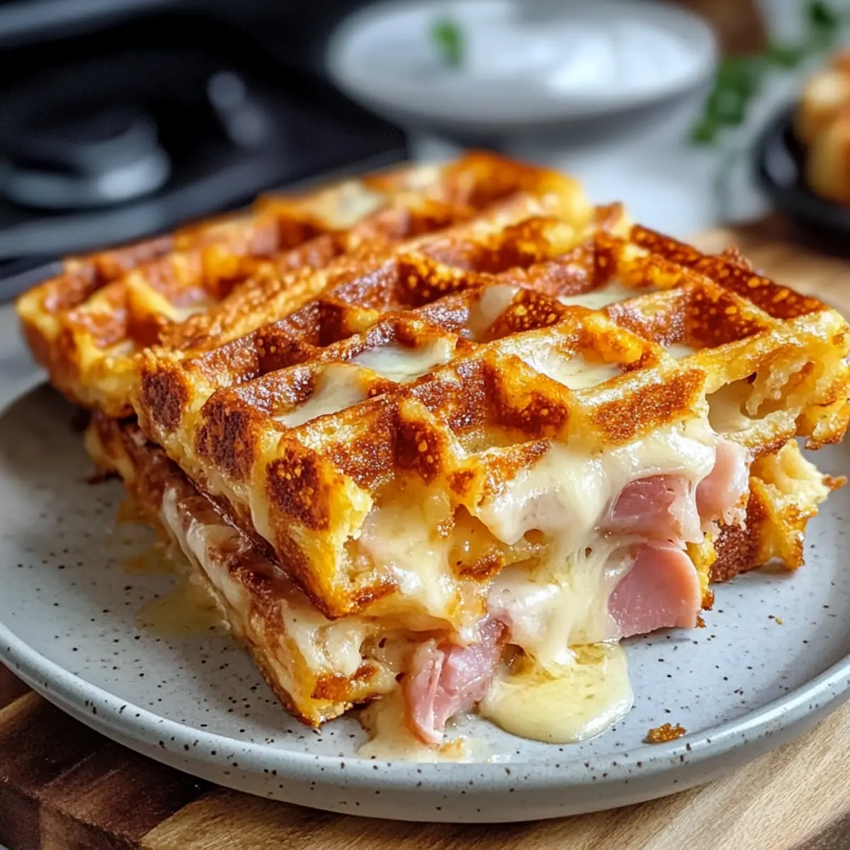 Knusprige Schinken-Käse-Chaffles