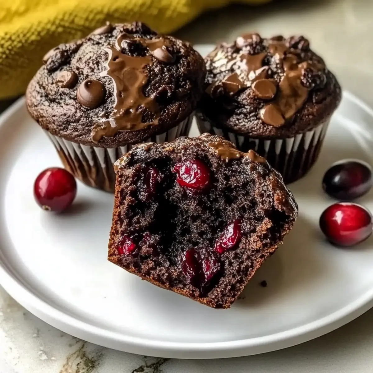 Decadent Double Chocolate Cranberry Muffins in4sgi