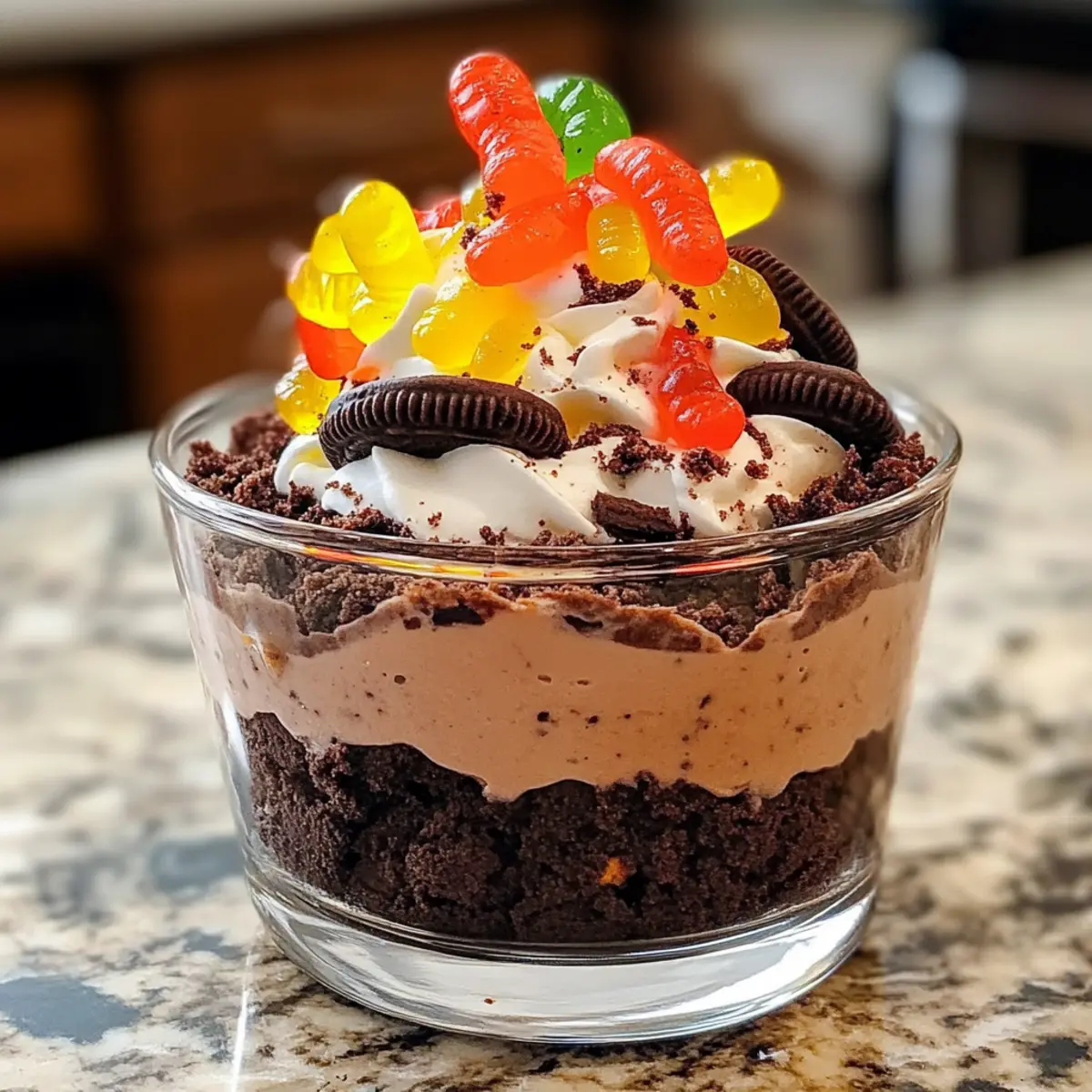 Dirt Pudding with Gummy Worms Recipe tt0lpq