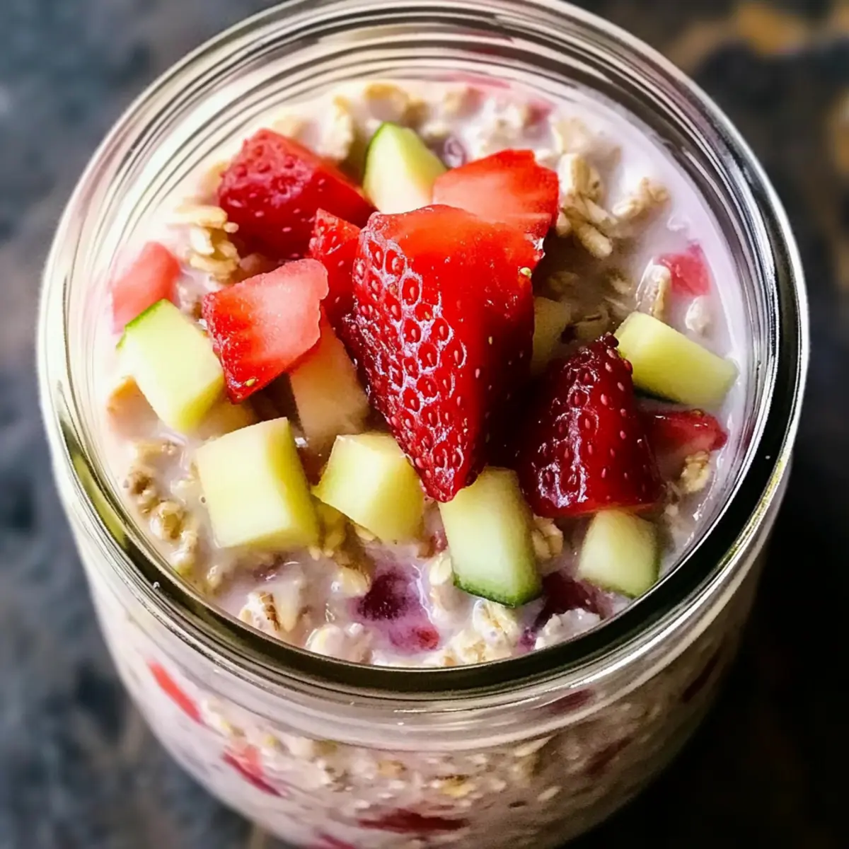 Erdbeer Rhabarber Protein Overnight Oats