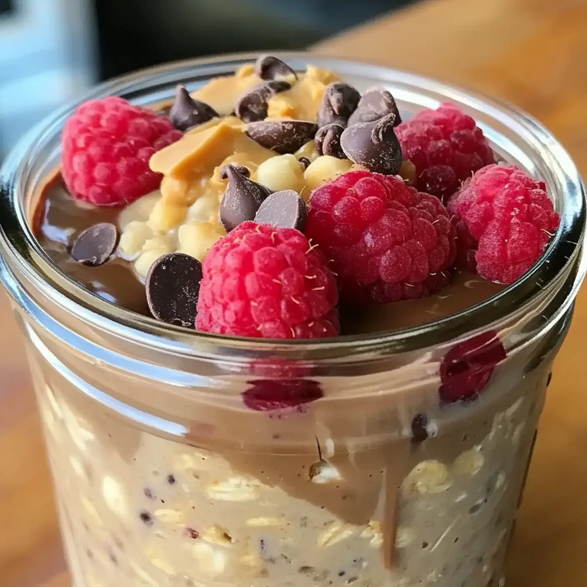 Erdnussbutter Himbeere Schokolade Übernacht Haferflocken