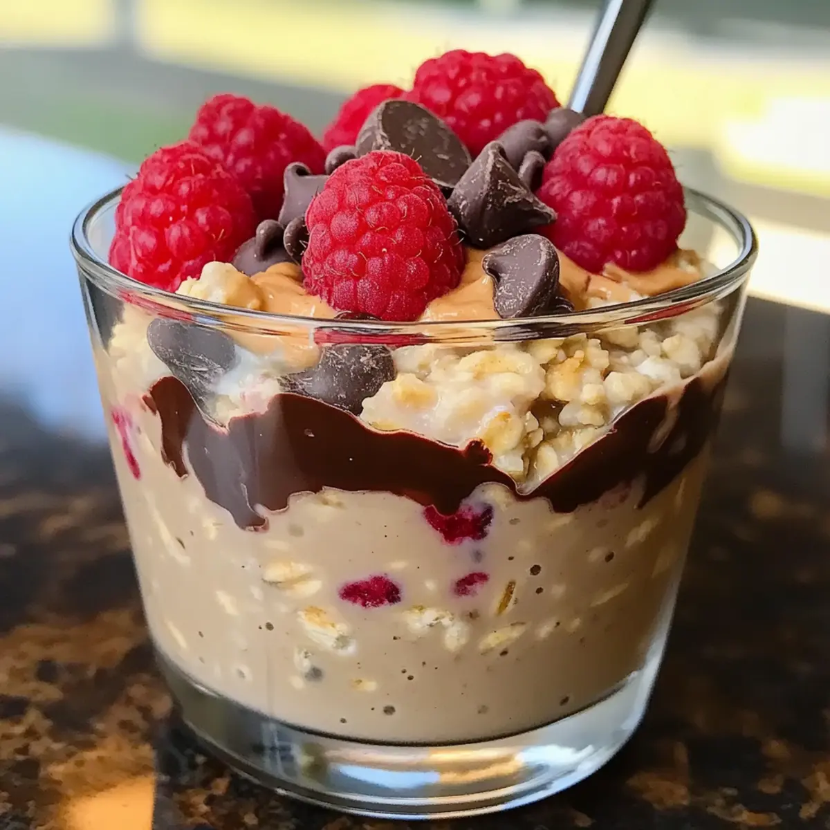 Erdnussbutter Himbeere Schokolade Übernacht Haferflocken