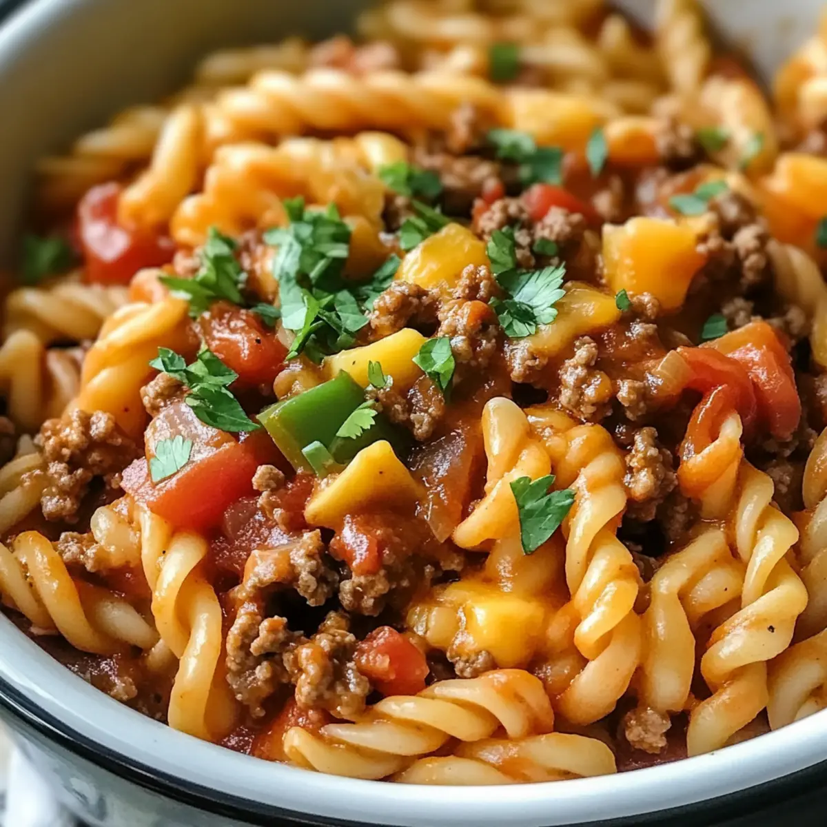 Herzhafter Crockpot Taco Pasta für bequeme Familienabende