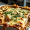 Lasagne Dip Rezept Zutaten 450 g italienisches Würstchen 1 Tasse Frischkäse 1 Tasse saure Sahne 1 Tasse marinara Soße 1 Tasse Mozzarella Käse, gerieben 1/2 Tasse Parmesan Käse, gerieben 1 Teelöffel italienische Gewürzmischung 1/2 Teelöffel Knoblauchpulver 1/2 Teelöffel Zwiebelpulver Anleitung 1. In einer großen Pfanne das italienische Würstchen bei mittlerer Hitze braten, bis es gar ist. 2. Den Frischkäse, die saure Sahne, die marinara Soße, die Hälfte des Mozzarella und den Parmesan Käse hinzufügen und gut umrühren. 3. Die italienische Gewürzmischung, das Knoblauchpulver und das Zwiebelpulver hinzufügen und gut vermengen. 4. Die Mischung in eine Auflaufform geben und mit dem restlichen Mozzarella Käse bestreuen. 5. Im Ofen bei 180 °C 20-25 Minuten backen, bis der Käse geschmolzen und sprudelnd ist. 6. Heiß servieren mit Baguette, Nachos oder Gemüsesticks.