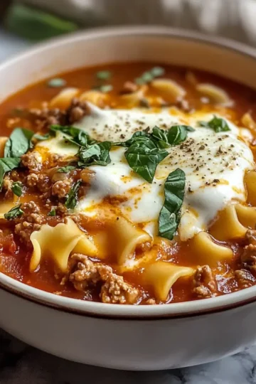 Lasagne Suppe Rezept Zutaten: - 1 Esslöffel Olivenöl - 1 Zwiebel, gewürfelt - 3 Knoblauchzehen, gehackt - 500 g Rinderhackfleisch - 1 Teelöffel italienische Gewürze - 1 Teelöffel Salz - 1/2 Teelöffel Pfeffer - 800 g Tomatenstücke (Dose) - 750 ml Gemüsebrühe - 200 g Lasagneblätter, zerbrochen - 250 g Ricotta - 150 g Mozzarella, gerieben - 50 g Parmesan, gerieben - Frisches Basilikum zum Garnieren Anleitung: 1. In einem großen Topf das Olivenöl erhitzen. 2. Zwiebel und Knoblauch hinzufügen und weich dünsten. 3. Rinderhackfleisch hinzufügen und bräunen. 4. Italienische Gewürze, Salz und Pfeffer hinzufügen. 5. Tomatenstücke und Gemüsebrühe einrühren. 6. Zerbrochene Lasagneblätter hinzufügen und 10-12 Minuten köcheln lassen. 7. Ricotta unterrühren. 8. Mit Mozzarella und Parmesan bestreuen. 9. Mit frischem Basilikum garnieren und servieren.