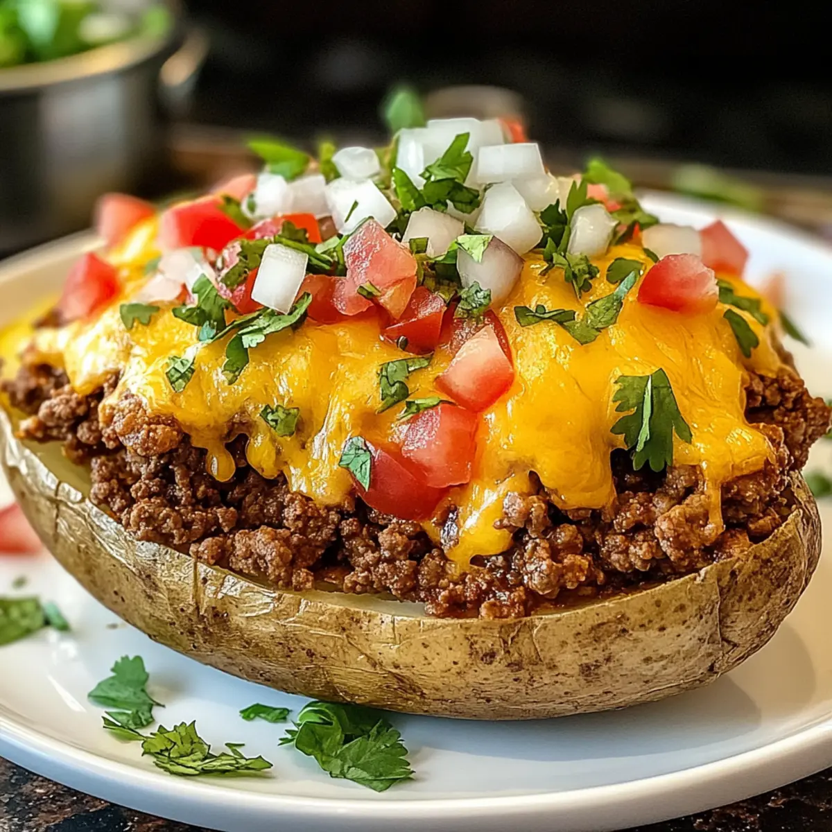Gefüllte Kartoffeln mit beladenem Rindfleisch-Taco