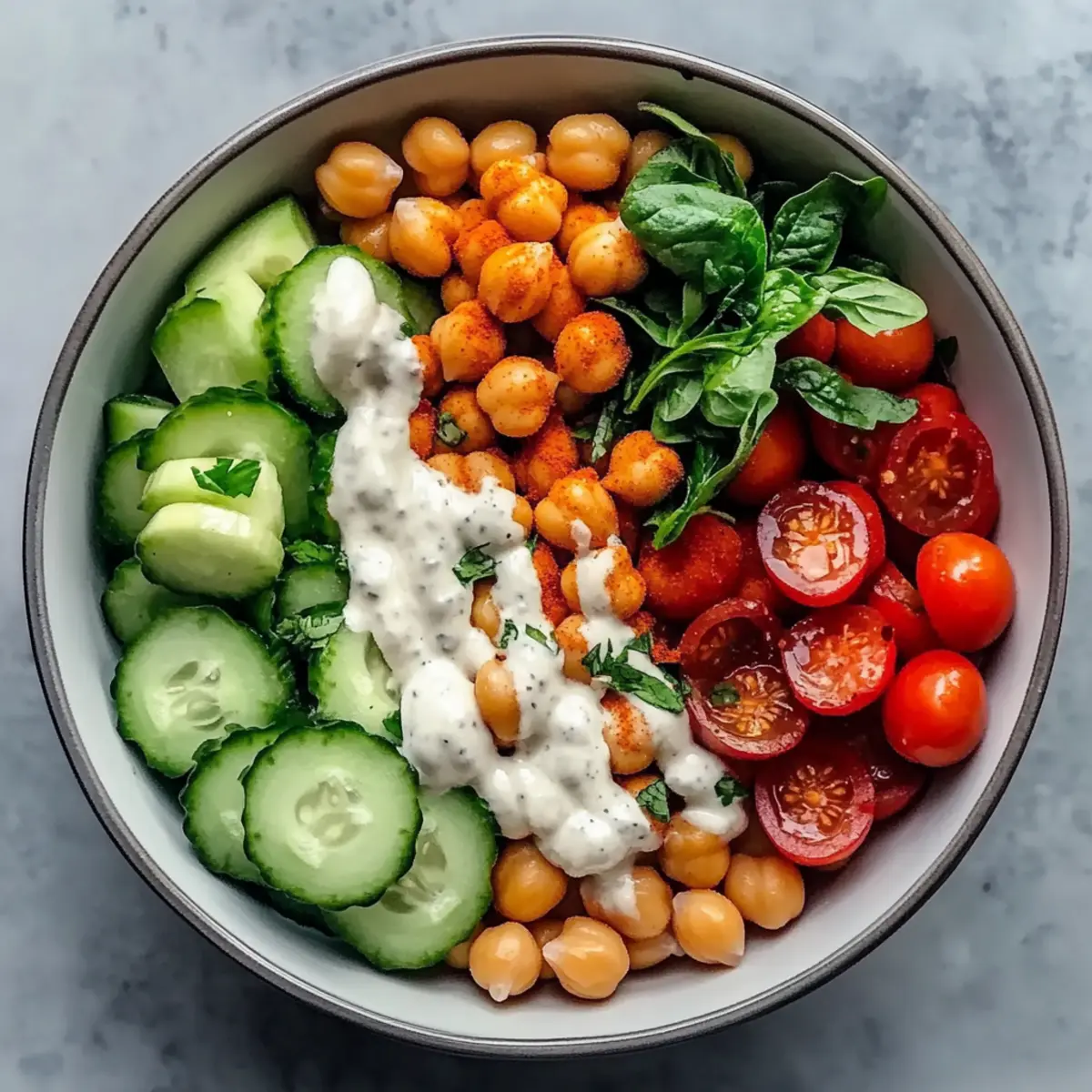 Mediterrane Kichererbsenschalen mit Tahini-Sauce Rezept