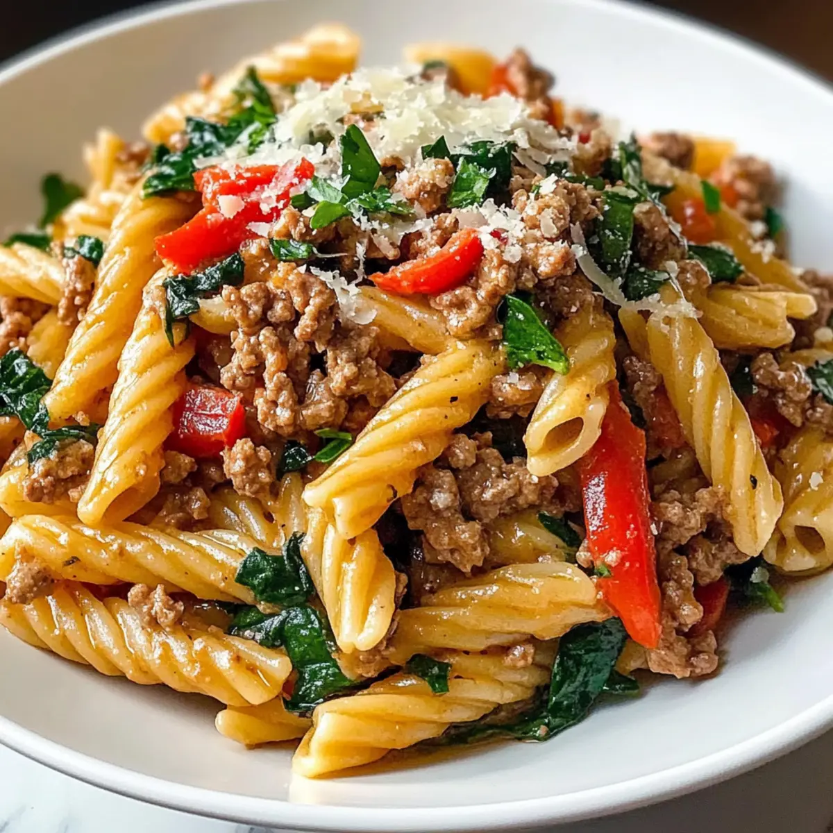 Proteinreiche cremige Rindfleisch Pasta Rezept symngn