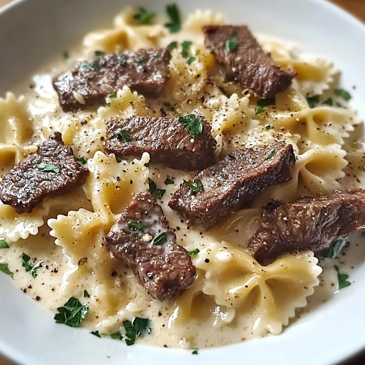 Rindfleisch Farfalle Alfredo Rezept teyyes