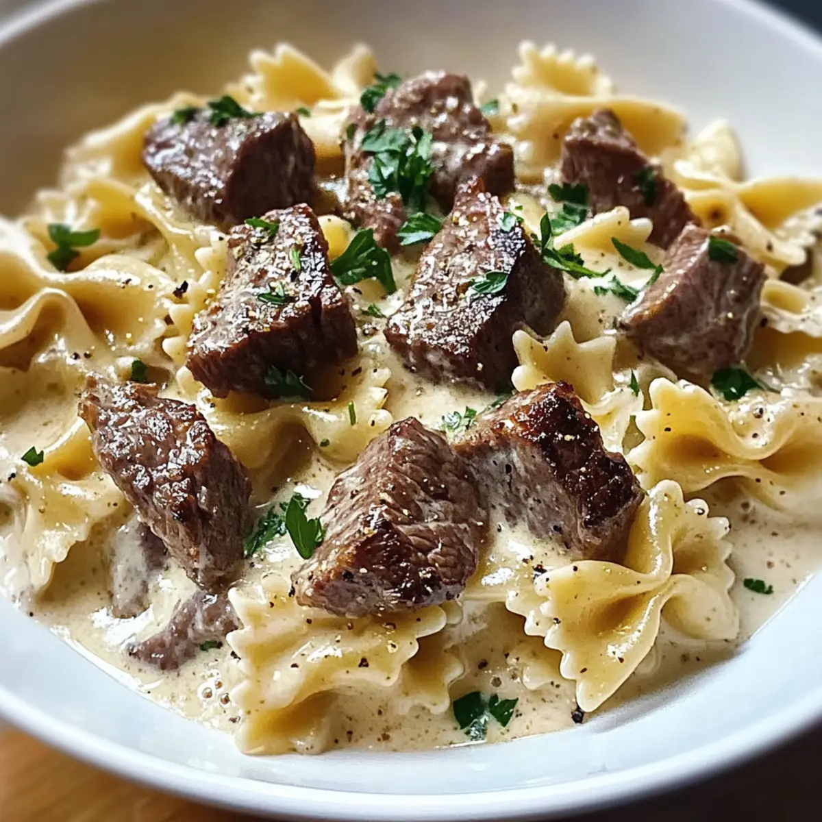 Rindfleisch Farfalle Alfredo Rezept v3bboh