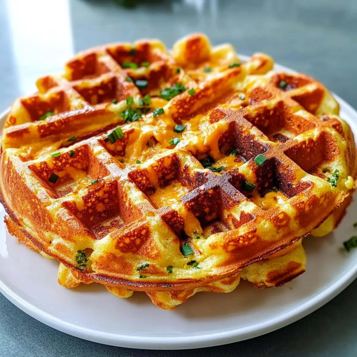 Herzhafte Cheddar-Schnittlauch-Waffeln