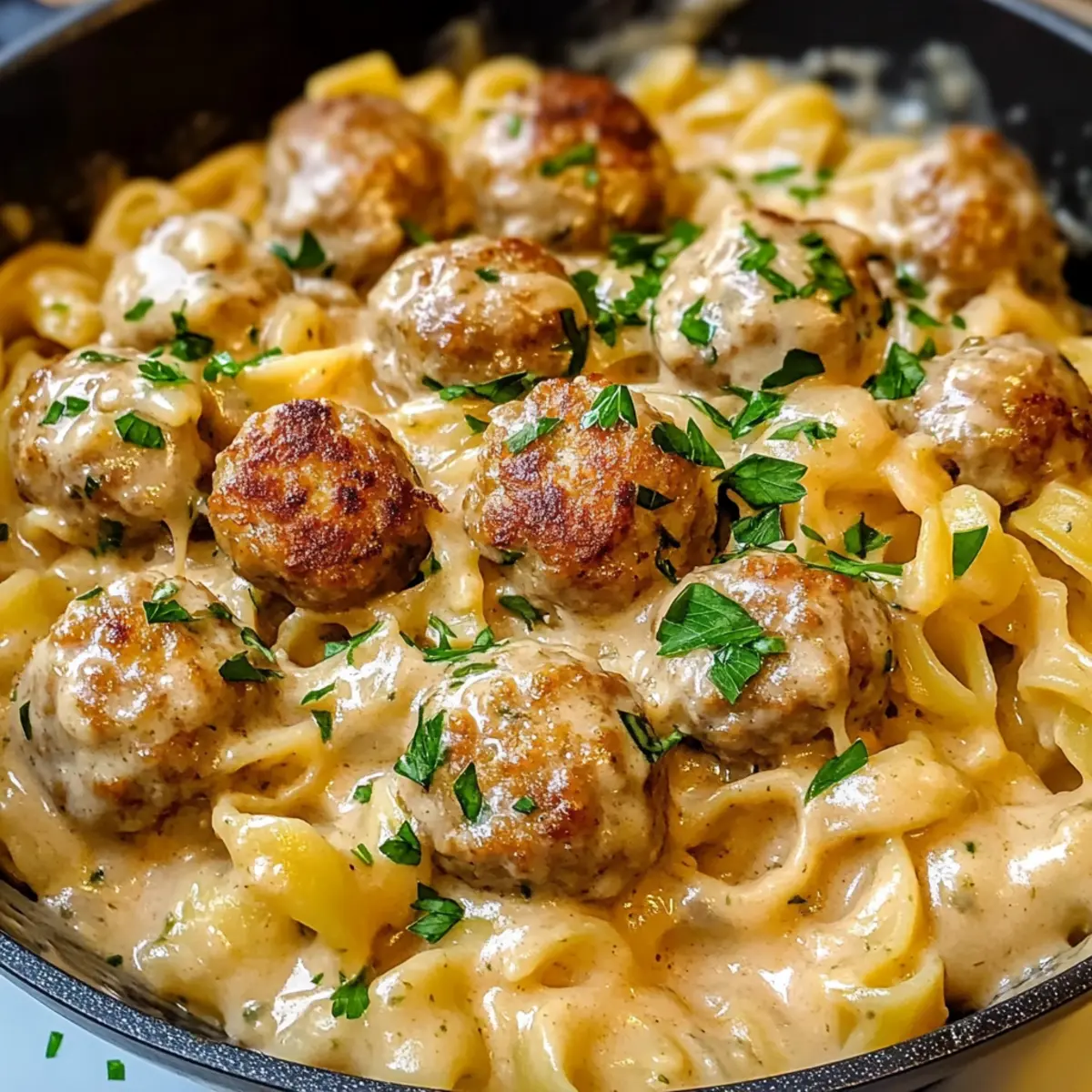 Schwedische Hackbällchen-Pasta Rezept Schwedische Hackbällchen Pasta Zutaten: 500g Hackfleisch 1 Zwiebel 2 Knoblauchzehen 1 Ei 1 TL Senf 1 TL Paprika Salz und Pfeffer 250g Pasta 400ml Sahne 50g Parmesan Frische Petersilie Zubereitung: 1. Zwiebel und Knoblauch fein hacken. 2. Hackfleisch, Zwiebel, Knoblauch, Ei, Senf, Paprika, Salz und Pfeffer in einer Schüssel vermengen. 3. Kleine Bällchen formen und anbraten. 4. Pasta nach Packungsanweisung kochen. 5. Sahne in die Pfanne geben und aufkochen. 6. Parmesan unterrühren und mit den Hackbällchen vermengen. 7. Pasta abtropfen lassen und mit der Sauce vermengen. 8. Mit frischer Petersilie garnieren und servieren.