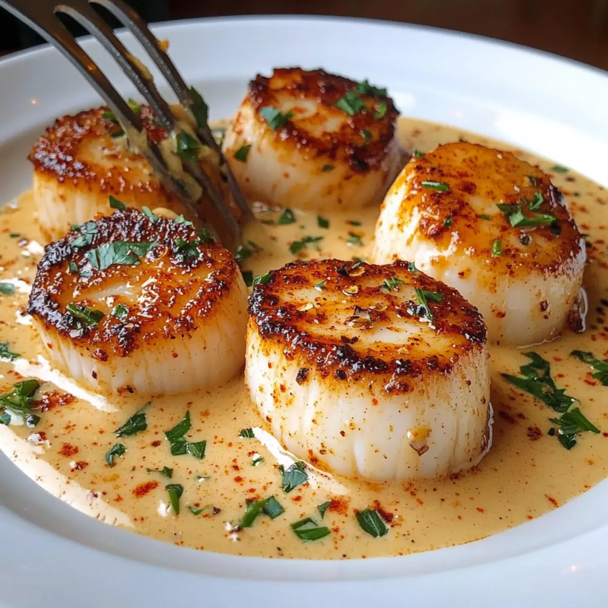 Seared Scallops with Spicy Cajun Cream Sauce wdosfa