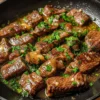 Steak pan with garlic butter