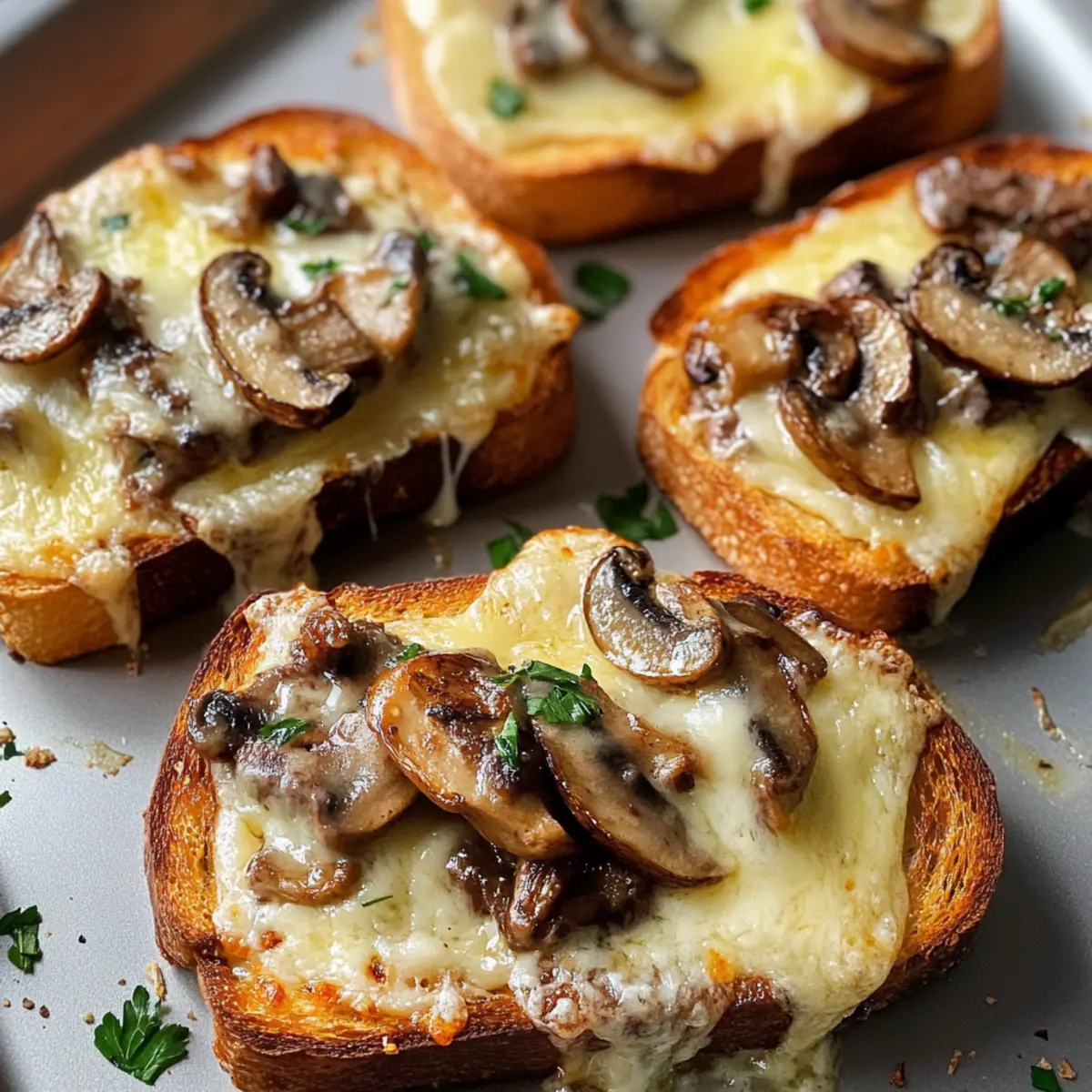 Unwiderstehliche knusprige Käse-Rindfleisch-Champignon-Knoblauch-Toasts
