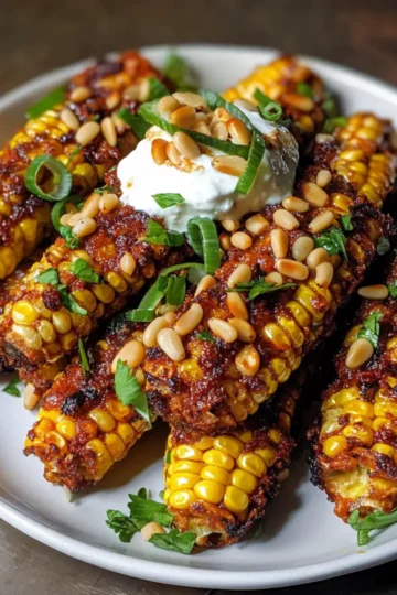 Vegane Maisrippen mit Aleppo-Chili-Butter und Limettenzesten-Frischkäse