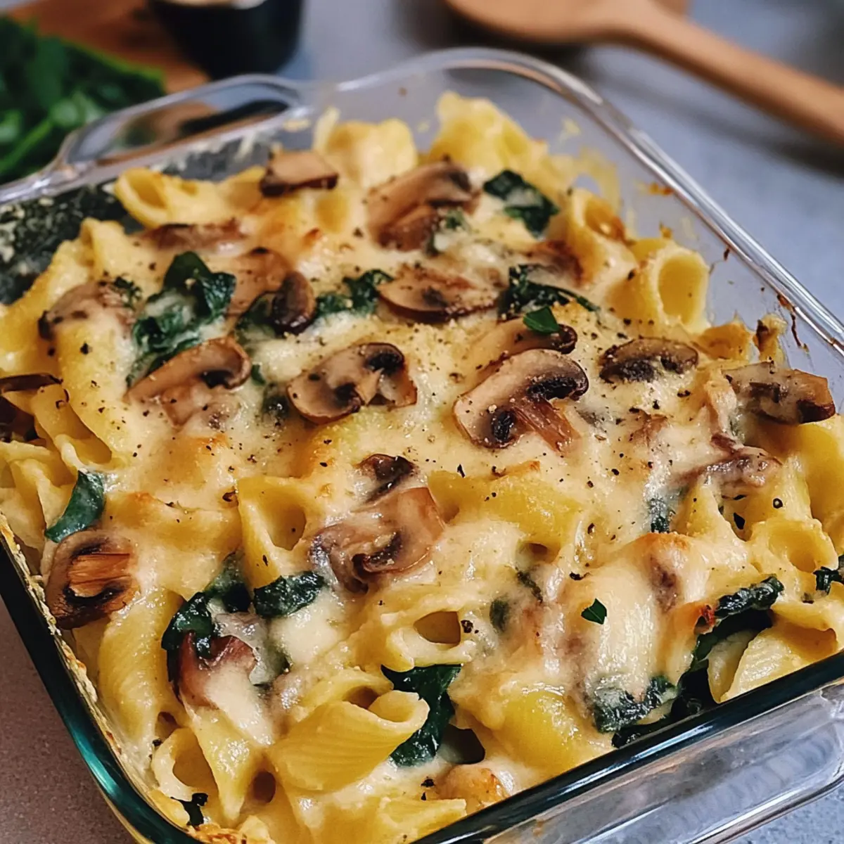 Veganer Nudelauflauf mit Champignons kgdtzs