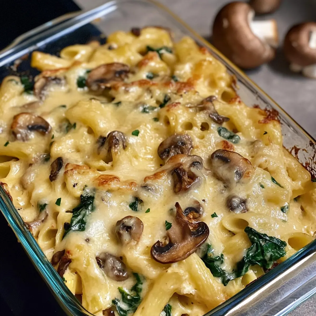 Veganer Nudelauflauf mit Champignons
