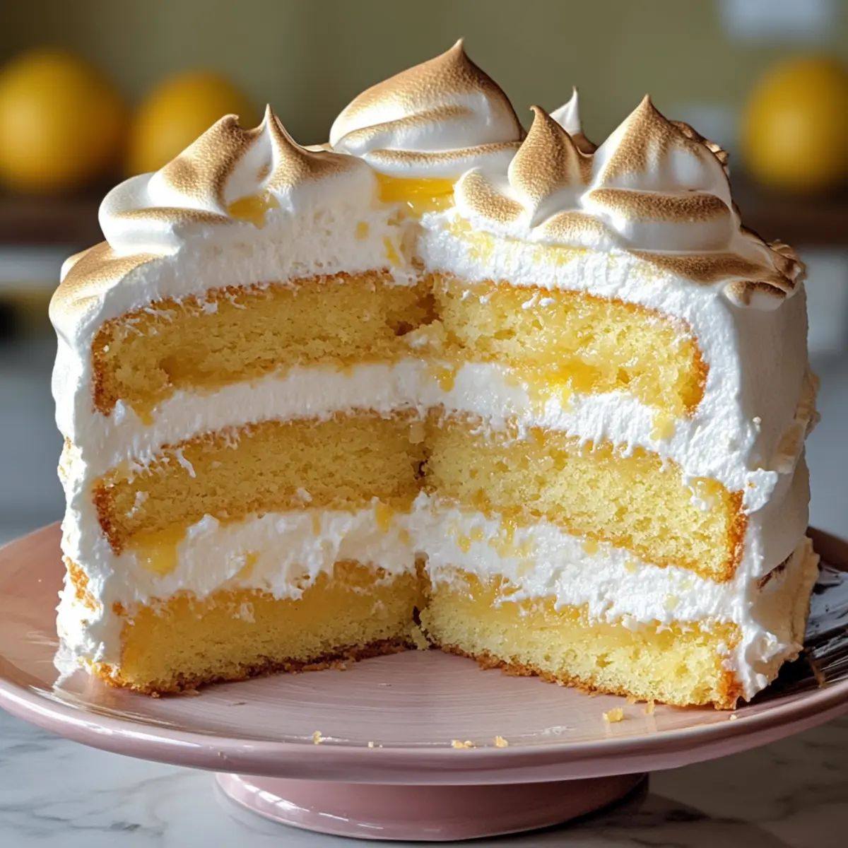 Zitronen-Baiser-Schichtkuchen
