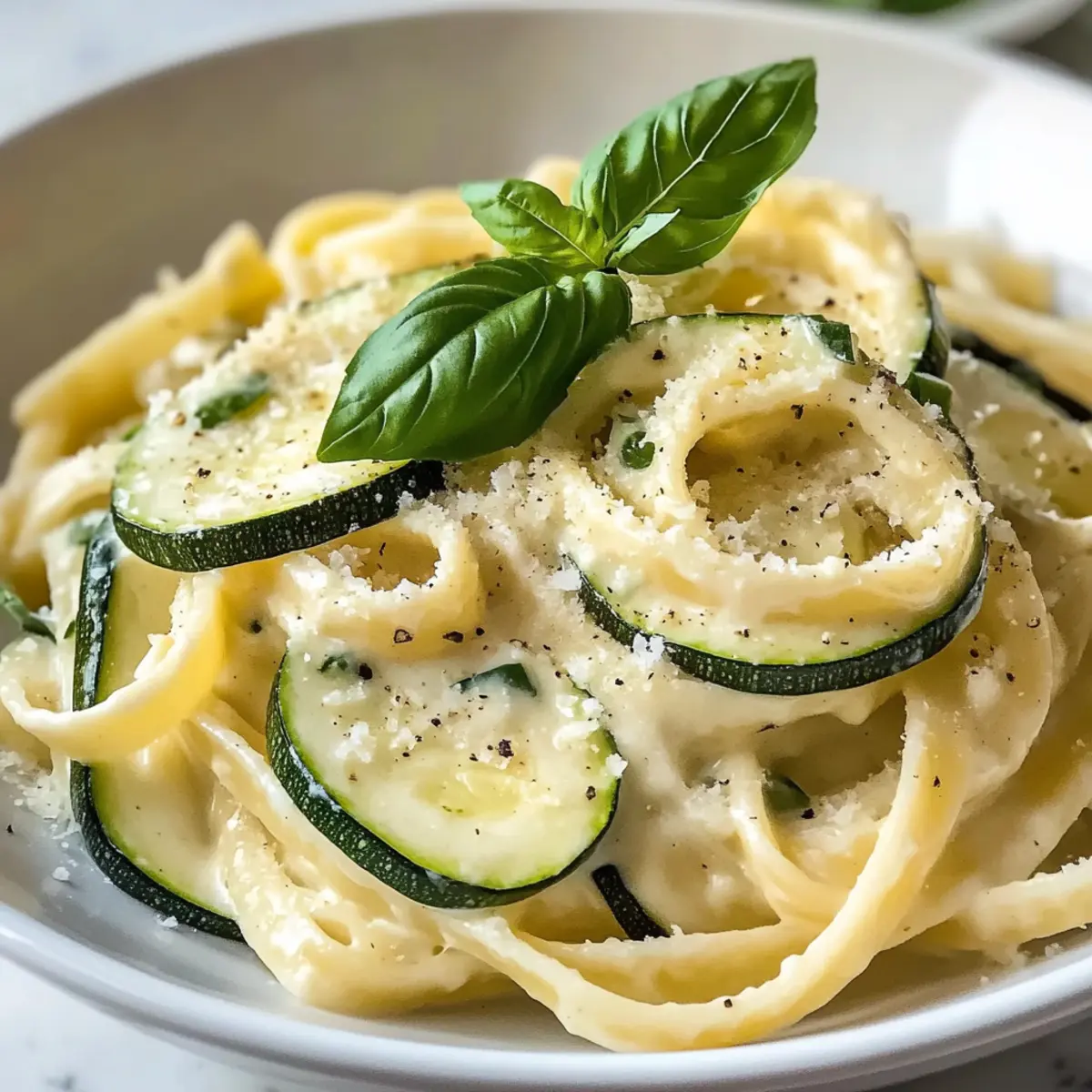 Zitronen-Basilikum-Zucchini-Pasta Alfredo
