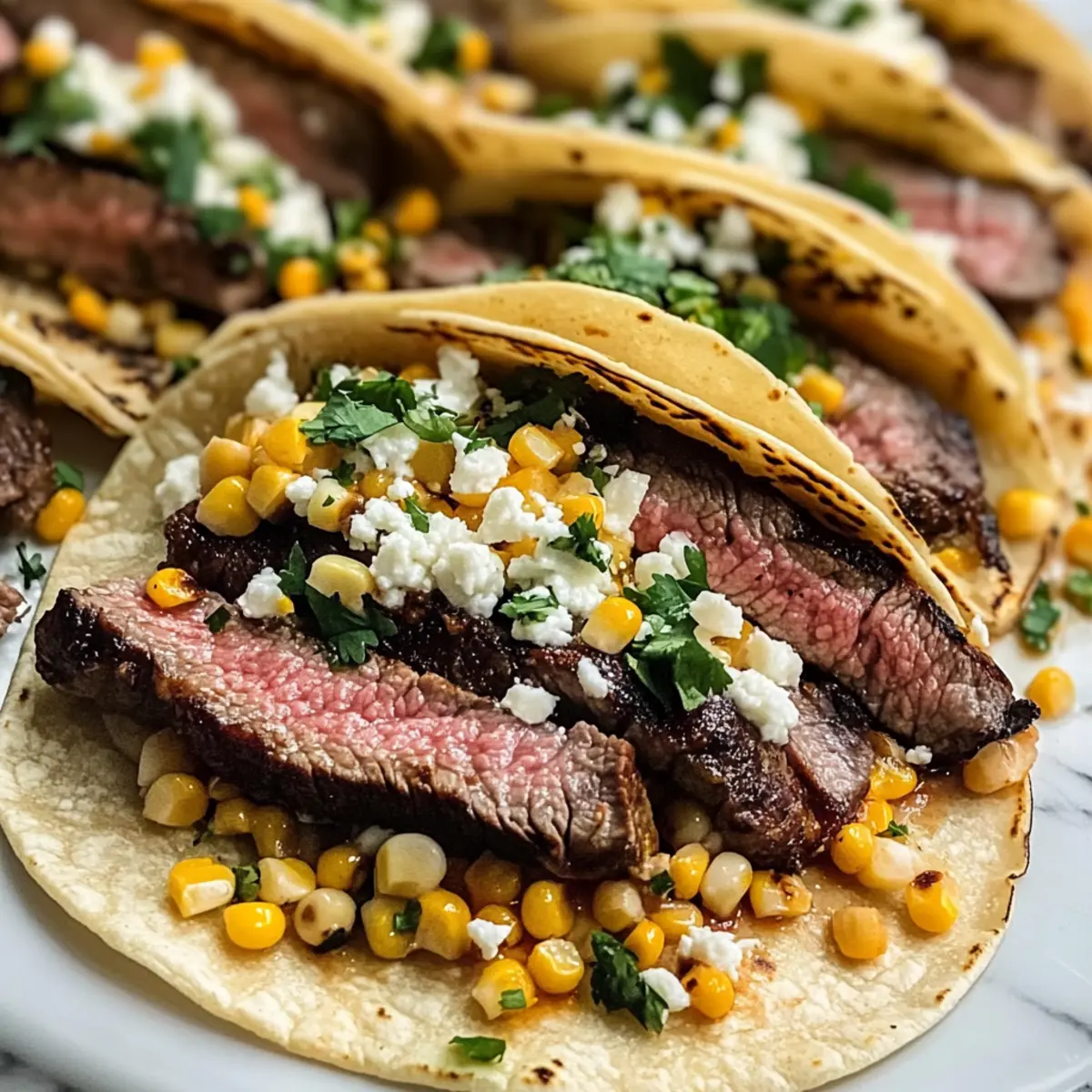 Gegrillte Elote Steak Tacos Rezept Zutaten: - 500 g Steak - 4 Tortillas - 2 Tassen Mais - 1 Tasse Feta-Käse - 1/2 Tasse Koriander - 2 Limetten - 1 TL Paprika - Salz nach Geschmack - Pfeffer nach Geschmack Anleitung: 1. Steak würzen mit Salz, Pfeffer und Paprika. 2. Grill vorheizen und Steak von jeder Seite 6-8 Minuten grillen. 3. Mais in einer Pfanne anbraten bis goldbraun. 4. Tortillas in einer anderen Pfanne erhitzen. 5. Steak in Streifen schneiden und auf Tortillas verteilen. 6. Gegrillten Mais, Feta und Koriander hinzufügen. 7. Mit Limettensaft beträufeln und servieren.