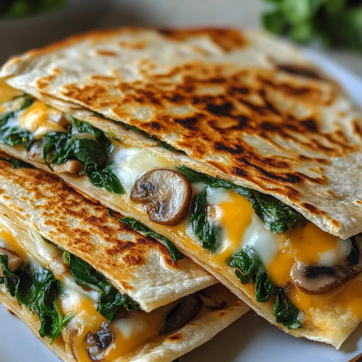 Käse-Spinat-Pilz-Quesadillas