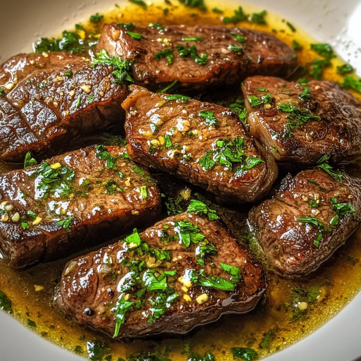 Steakpfanne mit Knoblauchbutter