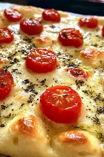 Focaccia with herbs and tomatoes