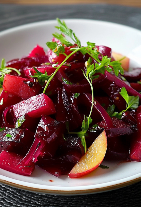 Saftiger Rote Bete Salat mit Apfel und Walnüssen