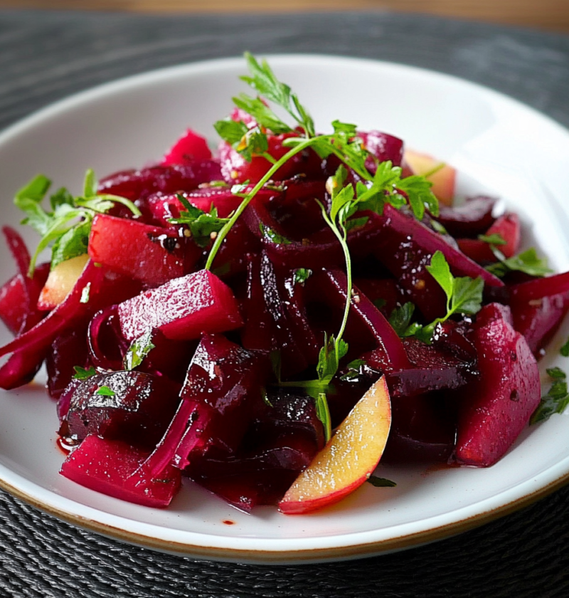 Saftiger Rote Bete Salat mit Apfel und Walnüssen